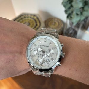 Michael Kors Watch - Clear Links and Pearl Face